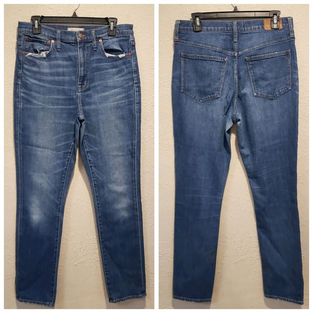 Madewell Womens The High Rise Slim Boy Jean Blue denim Jeans Size 28